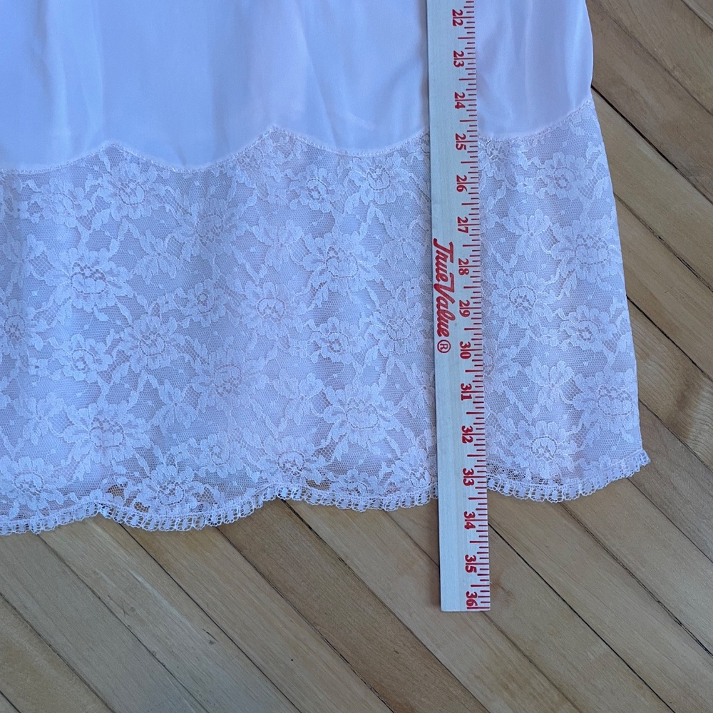 VANITY FAIR Vintage Slip Dress Lingerie Lace Midi Bridal Coquette Boho Pink - Picture 13 of 13